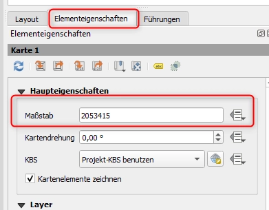 QGIS Drucklayout: Maßstab der Karte eintragen