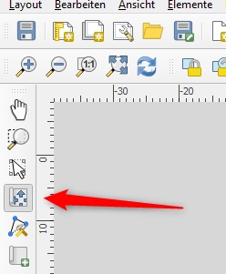QGIS Drucklayout: Werkzeug zum Verschieben des Karteninhalts